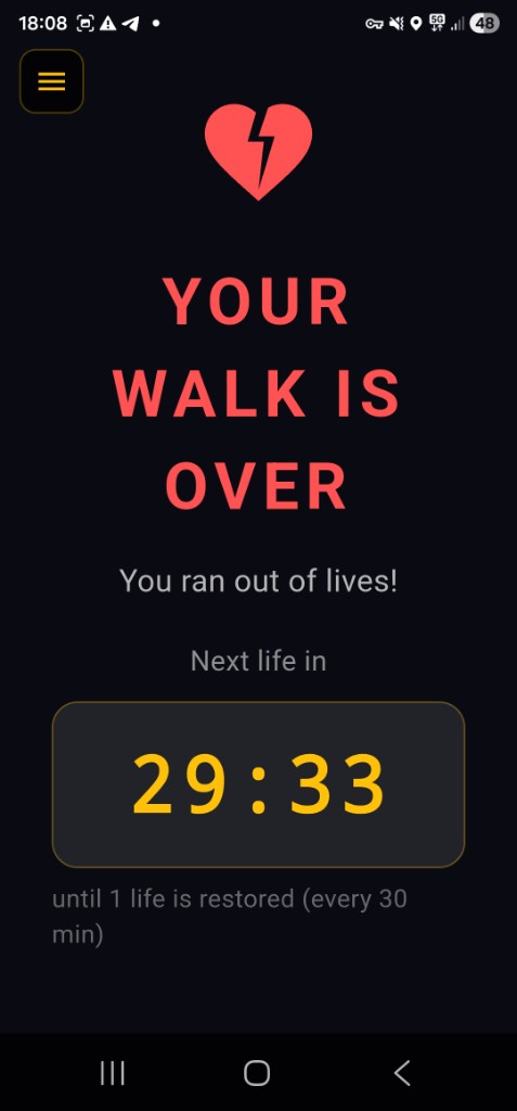 Game Over screen when all lives are lost