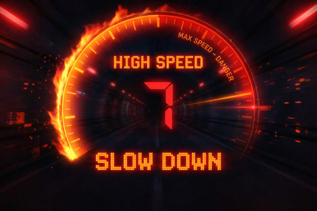 High speed warning telling player to slow down